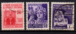 1944 - Italia - Repubblica Sociale 504 + 507 + 509 Monumenti Distrutti  ------ - Afgestempeld