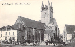 FRANCE -  Quimperlé - Eglise Et Place Saint Michel - Animé - Charette - Carte Postale Ancienne - Quimperlé