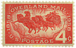 30138 MNH ESTADOS UNIDOS 1958 CENTENARIO DEL CORREO TRANSCONTINENTAL - Unused Stamps