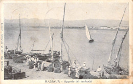25326 " MASSAUA-APPRODO DEI SAMBUCKI " ANIMATA-VERA FOTO-CART.SPED.1910 - Erythrée