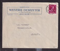 DDFF 261 -- Enveloppe TP Surcharge Locale Moins 10 % DEINZE 1946 -  Entete Zijdestoffen Weverij Demuyter - 1946 -10%
