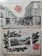 Ecouan , Rue De Paris , Hotel Du Commerce Et Rue De L'église , 2 Cartes - Ecouen