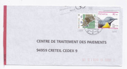 ENVELOPPE DE SUISSE POUR CRETEIL DU 10/01/1996 ANIMAUX - Covers & Documents