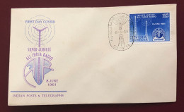 India - 1961 - FDC - Silver Jubilee Of All India Radio - FDC