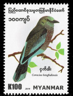 MYANMAR 2019 Mi 496 INDIAN ROLLER BIRD MINT STAMP ** - Myanmar (Birmanie 1948-...)