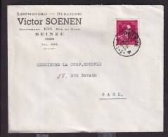 DDFF 263 -- Enveloppe TP Surcharge Locale Moins 10 % DEINZE 1946 - Entete Rubanerie Victor Soenen - 1946 -10%