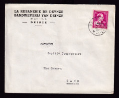 DDFF 264 -- Enveloppe TP Surcharge Typo Moins 10 % DEINZE 1946 - Entete La Rubanerie De Deinze - 1946 -10%