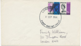 GB VILLAGE POSTMARKS 1964 FDC Forth Road Bridge 3d CDS 37mm  LONDON.W.C. / FIRST DAY OF ISSUE - Briefe U. Dokumente