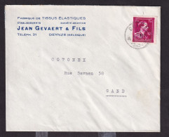 DDFF 265 -- Enveloppe TP Surcharge Typo Moins 10 % DEINZE 1946 - Entete Tissus Elastiques Jean Gevaert § Fils - 1946 -10%