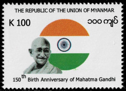 MYANMAR 2019 Mi 494 150th BIRTH ANNIVERSARY OF MAHATMA GANDHI MINT STAMP ** - Myanmar (Birmanie 1948-...)