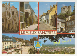 Delcampe - {90404} 18 Cher Sancerre , Multivues ; Eglise Notre Dame , Rue Des Juifs , Place De La Halle , Tour Des Fiefs - Sancerre