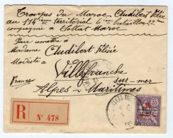 !!! TROUPES DU MAROC, LETTRE RECOMMANDEE DE SETTAT DE 1914 POUR LA FRANCE - Lettres & Documents