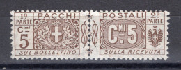 Regno D'Italia (1914) - Pacchi Postali - 5 Cent. Senza Gomma - Postpaketten