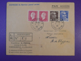 DG5   FRANCE   BELLE LETTRE RARE  1946 PORNICHET A L ILE DE NICOSIA  +AEROPHILATELIE +AFF. INTERESSANT+++ - 1927-1959 Cartas & Documentos