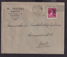 DDFF 272 -- Enveloppe TP Surcharge Locale Moins 10 % ANTWERPEN 1946 - Entete Kanten W. Peeters à DEURNE - 1946 -10%