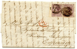 GRANDE BRETAGNE - 6 PX2 SUR LETTRE DE LONDRES POUR L'ESPAGNE, 1861 - Brieven En Documenten