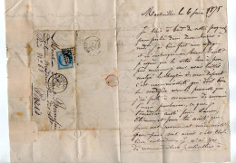 TB 4495 - 1875 - LAC - Lettre De M. BONNEFIN Père à MARSEILLE Pour M. Clément BONNEFIN, Docteur En Médecine à PARIS - 1849-1876: Période Classique