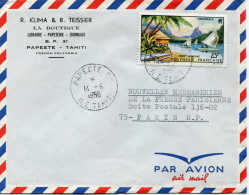 POLYNESIE FRANCAISE LETTRE PAR AVION DEPART PAPEETE 14-6-1966 POUR LA FRANCE - Lettres & Documents