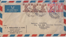 INDIA - 1949 - ENVELOPPE AVION CACHET De BOMBAY R.M.S.F ! => PARIS - Cartas & Documentos