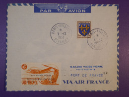 DG5   FRANCE  MARTINIQUE  BELLE LETTRE  1952 PARIS FORT DE FRANCE .+VIGNETTE ++ AIR FRANCE    +AEROPHILATELIE + - Eerste Vluchten