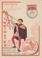 MONACO - 1952 - CARTE ILLUSTREE EXPOSITION REINATEX ! - Cartas & Documentos