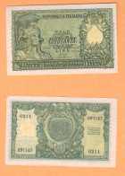 Italia 50 Lire 1944 Italia Elmata Luogotenenza Firme Bolaffi Cavallaro Giovinco Italy Italie Provisional Issues - [ 4] Emisiones Provisionales