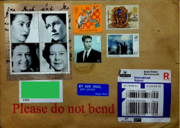 UK GB GREAT BRITAIN QE 2023 Air Mail COVER Postally Travelled To INDIA - FRANKED With High Value STAMPS As Per Scan - Unclassified