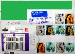 UK GB GREAT BRITAIN QE 2023 Air Mail COVER Postally Travelled To INDIA - FRANKED With High Value STAMPS As Per Scan - Zonder Classificatie