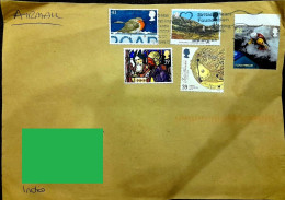 UK GB GREAT BRITAIN QE 2023 Air Mail COVER Postally Travelled To INDIA - FRANKED With High Value STAMPS As Per Scan - Unclassified