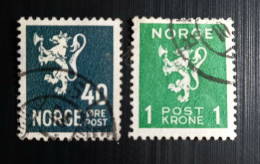 Norvège 1927 -1928 New Lion - Type Extra Values  & 1940 New National Arms - Gebraucht