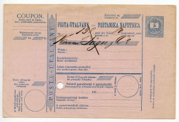 Hungary 1870's 5k. Crown & Post Horn Postal Order / Posta-Utalvány - Postanska Naputnica - Interi Postali