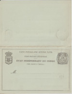 ETAT INDEPENDANT DU CONGO - CP ENTIER Avec REPONSE PAYEE ! - Stamped Stationery