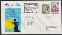 1986, KLM, First Flight Cover, Luxembourg-Medan Indonesia, Feeder Mail - Brieven En Documenten