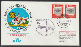 1985, KLM, First Flight Cover, Berlin-Porto Portugal, Feeder Mail - Luchtpost