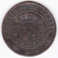 Espagne 5 Centimos 1875, Charles VII Prétendant, En Bronze, KM# 669 - Premières Frappes