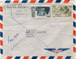 OCEANIE LETTRE PAR AVION DEPART PAPEETE 27-5-19?4 ILE TAHITI POUR LA FRANCE - Covers & Documents