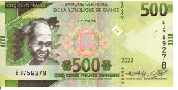 Guinea P-52b  500 Francs 2022  UNC - Guinea