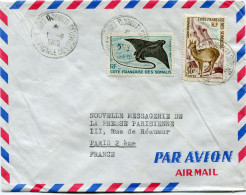 COTE FRANCAISE DES SOMALIS LETTRE PAR AVION DEPART DJIBOUTI 1-9-1965 POUR LA FRANCE - Cartas & Documentos