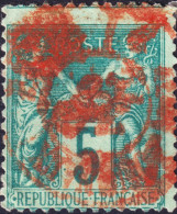 FRANCE - TàD Rouge Des Imprimés Sur Yv.75 5c Vert Sage T.II - TB - 1877-1920: Période Semi Moderne