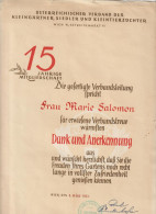 15 Jährige Mitgliedschaft Österreischer Verband Deer Kleingärtner .......... - 8.3.1952 - Otros & Sin Clasificación