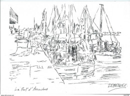 Art & Antiquités > Tableaux > Arcachon Le Port Dessin Encre De Bernard Le Beguec - Dessins