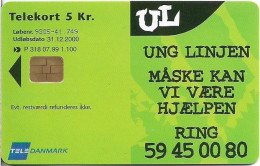 Denmark - Tele Danmark (chip) - Ung Linjen - TDP318 - 07.1999, 5kr, 1.100ex, Mint - Danemark