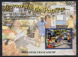 Polynésie - YV BF 28 N** MNH Luxe , Amphilex 2002 , Marché De Papeete , Cote 13,50 Euros - Blocks & Sheetlets