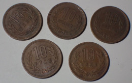 Lot De 5 Monnaies Du Japon 10 Yen - Japón