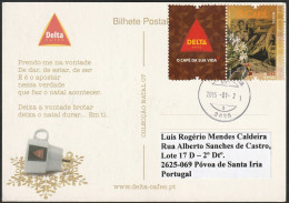 Postcard Delta Cafés - Stamp + Vignette > Mundifil 4505A -|- Postmark - Bobadela. 2015 - Storia Postale