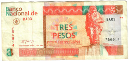 Caribbean 3 Pesos Convertibles 1994 F/VF - Cuba