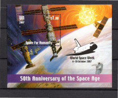 UNO New York 2007 Overpr. Sheet World Space Week Stamp (Michel Block 26 I) MNH - Nuovi