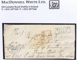 Ireland Galway Uniform Penny Post 1846 Cover To Military Dept London Boxed 2-line PAID AT GORT In Blue, GORT MY 1 1846 - Voorfilatelie