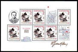 CZECHOSLOVAKIA 1985 Lenin Birth Anniversary Block MNH / **.  Michel Block 62 - Nuevos