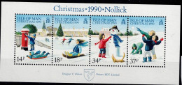 ISLE OF MAN 1990 CHRISTMAS MI No BLOCK 14 MNH VF!! - Man (Ile De)